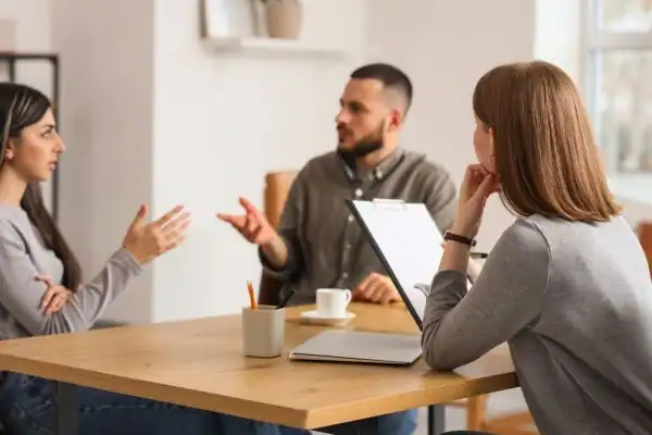 Image of couple access free mediation using family mediation voucher scheme Altrincham