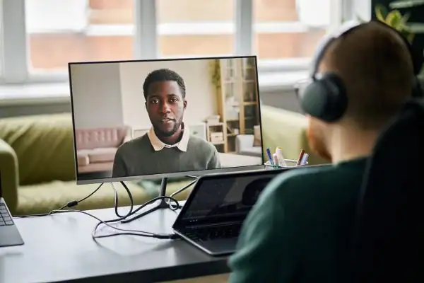 Man attending online mediation Altrincham MIAMS session